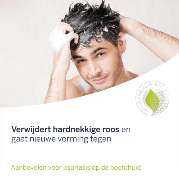 Verwijdert hardnekkige roos en gaat nieuwe vorming tegen. Aanbevolen voor psoriasis op de hoofdhuid. Met active-herbal effect.